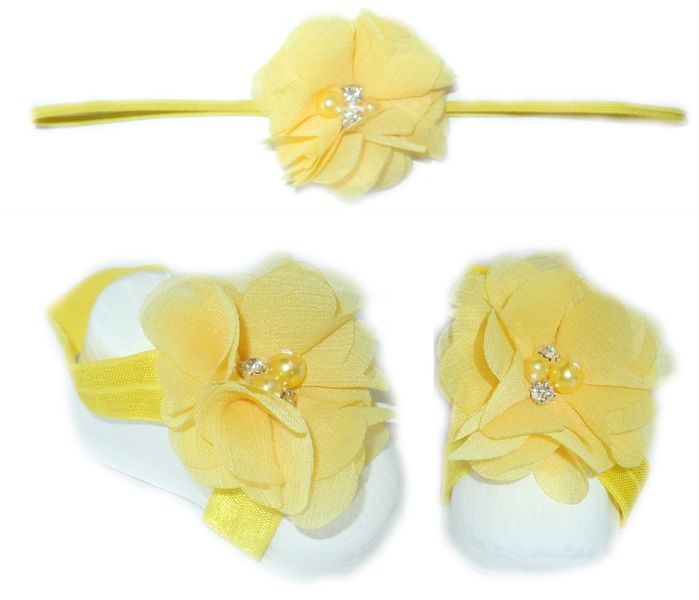 Diamante Headband with Barefoot sandal - Yellow