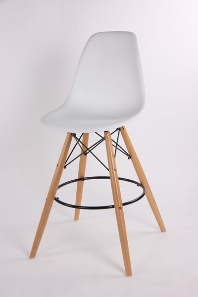 Patio Style - Bar Chair With Wooden Legs - White