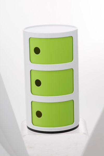 Patio Style - Round Componibili Storage With Green Doors - White
