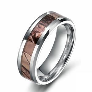 Yeoman Men's Woodland Camouflage Inlay Tungsten Ring