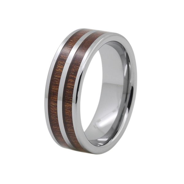 Yeoman Men's Dual Wood Inlay Tungsten Ring