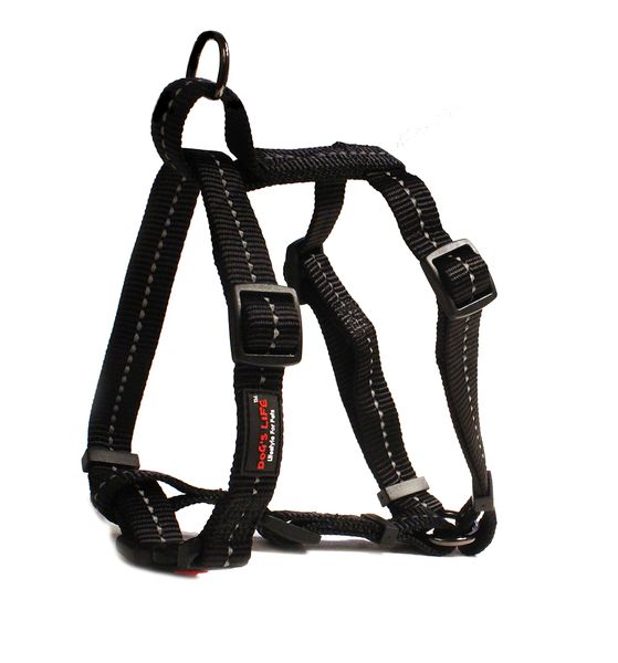 Dogs Life - Reflective Super soft Webbing H Harness - Extra-Large - Black