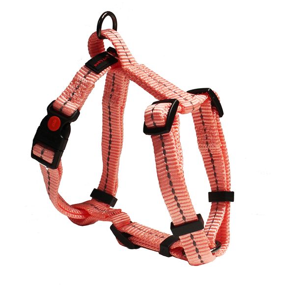 Dogs Life - Reflective Super soft Webbing H Harness - Extra-Large - Pink