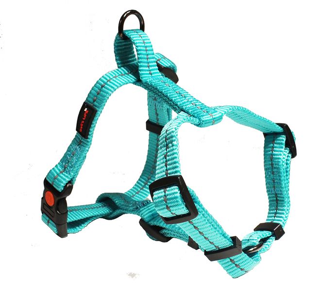 Dogs Life - Reflective Super soft Webbing H Harness - Medium - Turquoise