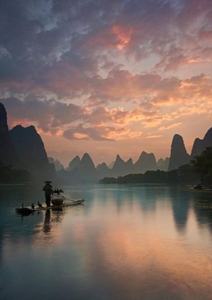 workART Curated Photographic Canvas - Li River Sunrise by Yan Zhang