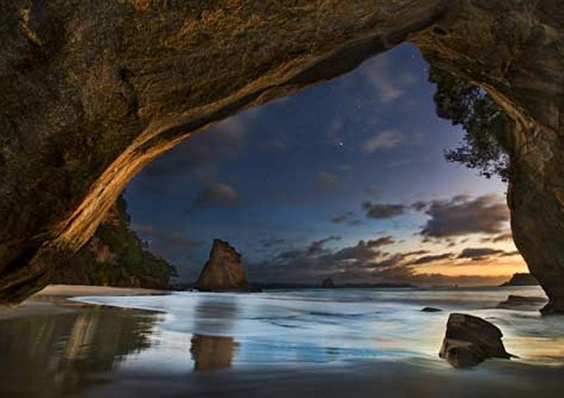 workART Curated Photographic Canvas - Cathedral Cove by Yan Zhang