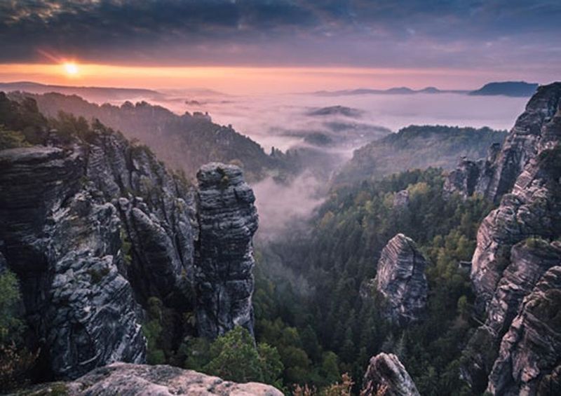 workART Curated Photographic Canvas - Sunrise On the Rocks by Andreas Wonisch