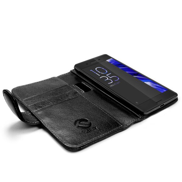 Tuff-Luv Vintage Leather Case and Stand for Sony Xperia X - Black