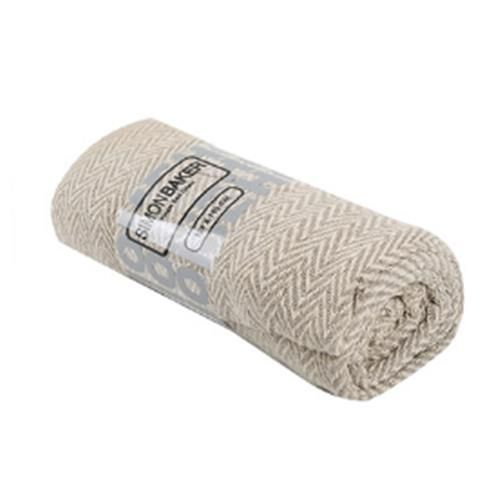 Simon Baker - Herringbone Cotton Throw - Beige
