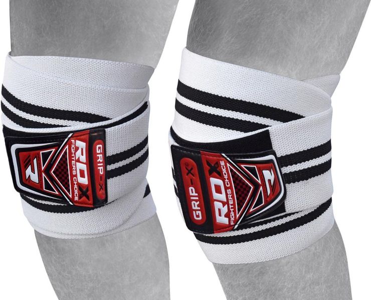 RDX Gym Knee Wraps - White &amp; Black