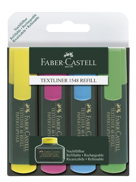 Faber-Castell Textliner 1548 Highlighters - Wallet of 4