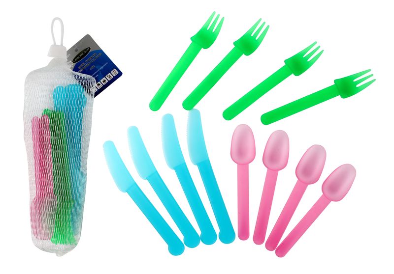 Leisurequip Opp Cutlery Set 12pcs 4x Blue / 4 X Pink / 4 X Green
