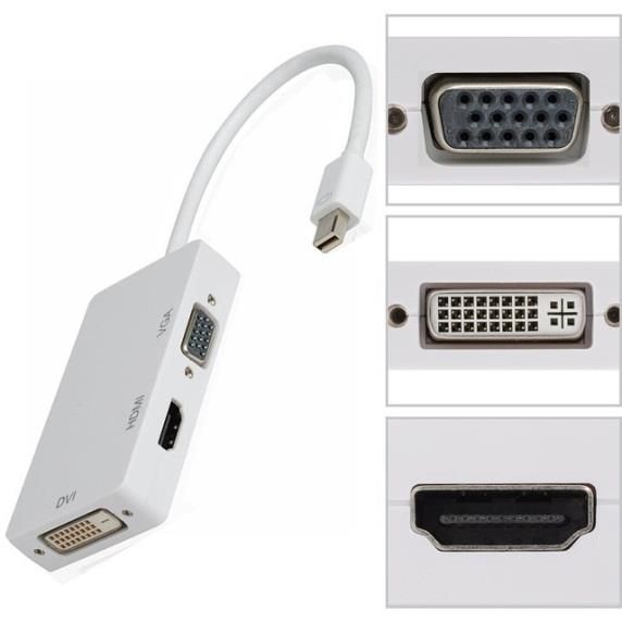3 in 1 Thunderbolt to HDMI, DVI, VGA Display Port Cable Adapter for Ap | Buy Online in South | takealot.com