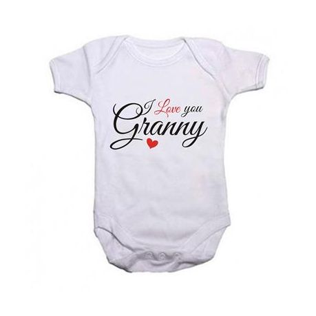 Naughtees Clothing Babygrow I Love My Granny White Cotton Baby Grow Babysuit 