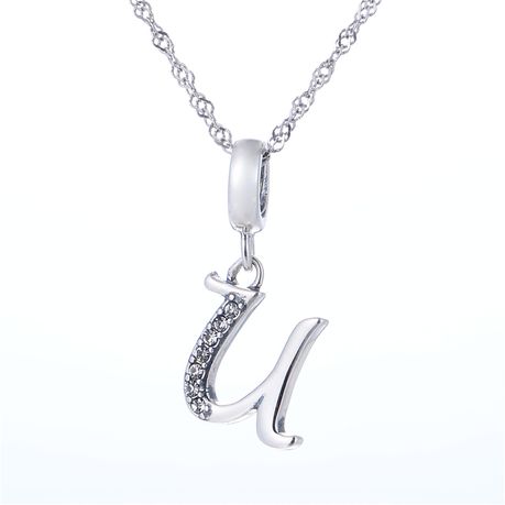 sterling silver letter initial pendant necklace