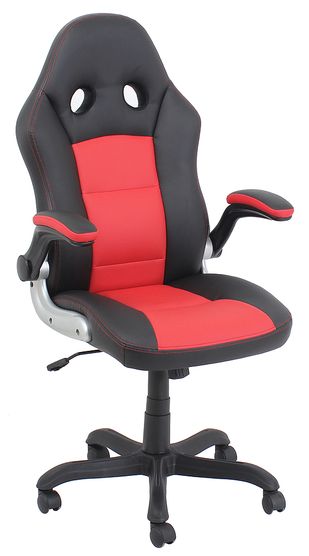 red and black rolling chair