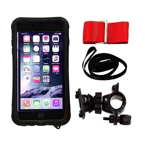 Waterproof Smartphone Case with Bicycle Mount &amp; Strap for iPhone 6S - Orange