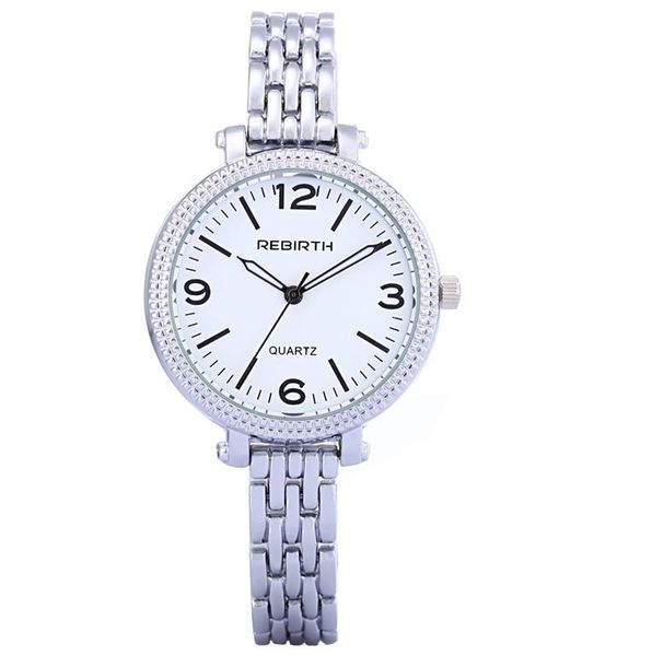 Rebirth Classic Luxury Ladies Stainless Steel Wrist Quartz Watch - White
