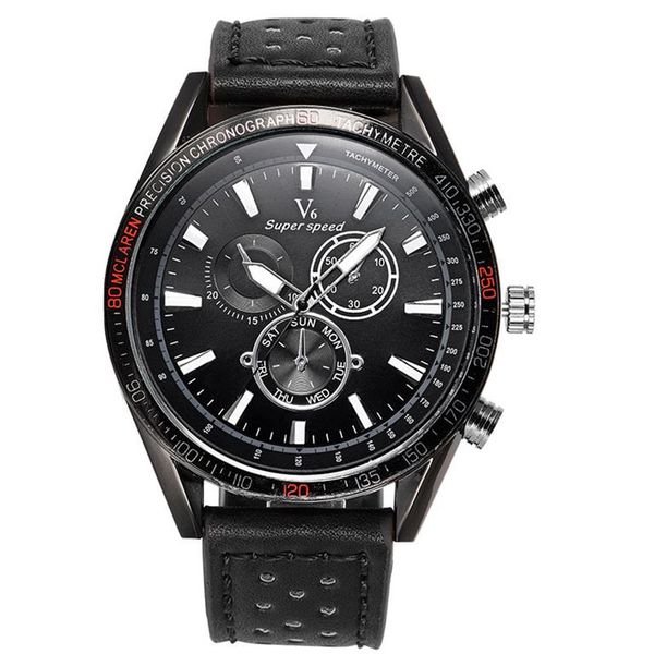 V6 Mens Luxury Sports Leather Watch- Brown
