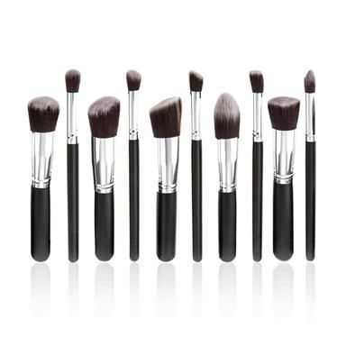 10 Piece Makeup Brush Set - Black