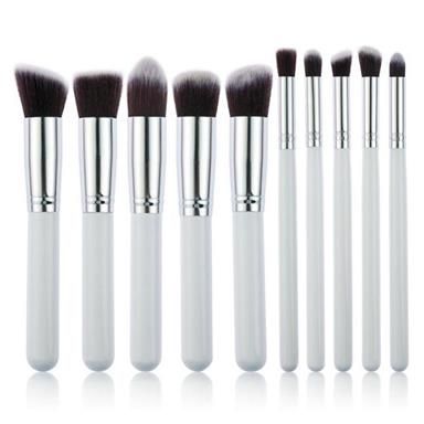 10 Piece Makeup Brush Set - White
