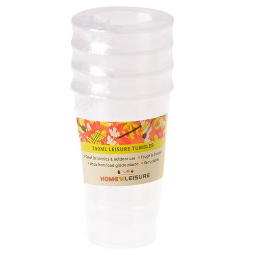 Bulk Pack 15 X Home 'n Leisure Plastic Tumblers - Pack of 4 350ml
