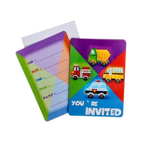 Bulk Pack 12 X Boys Party Invites 6 Piece Pack, For The Older Child