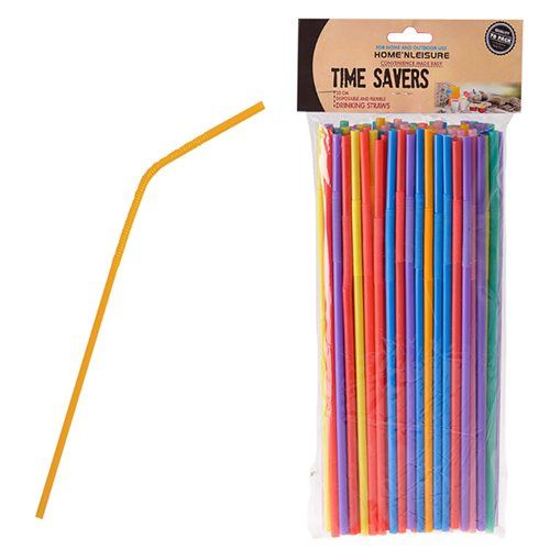 Bulk Pack 12 X Flexible Drinking Straws - 33cm Pack of 70