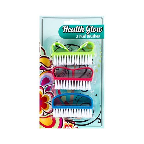 Bulk Pack 12 X Nail Brush Set 3 Pieces Set, Assorted Colours