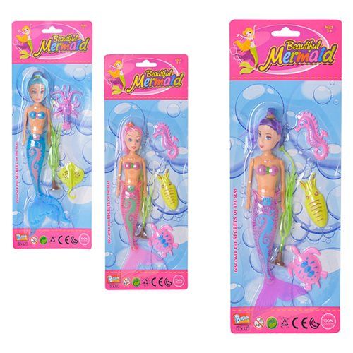 Bulk Pack 12 X Mermaid Doll Includes Accessories - 15cm