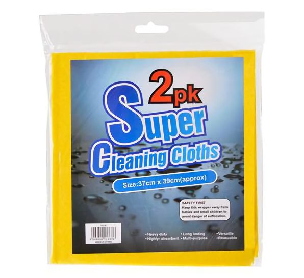 Bulk Pack 10 X Super Cleaning Cloths 37x39cm, Pack 2