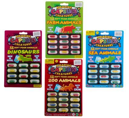 Bulk Pack 10 X Growing Animals In Capsules, Assorted