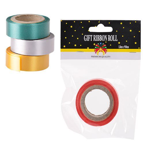 Bulk Pack 10 X Pearlized Gift Wrap, Ribbon 1.8x910cm, Assorted Colours