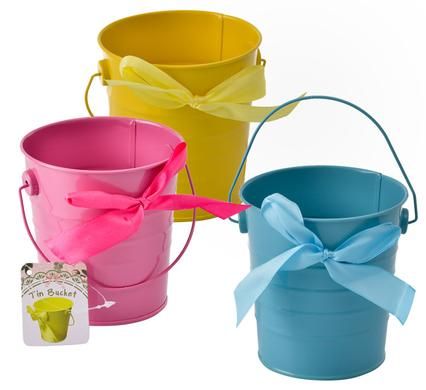 Bulk Pack 10 X Pail Planter With Handle Tin Plated - Plain Colours