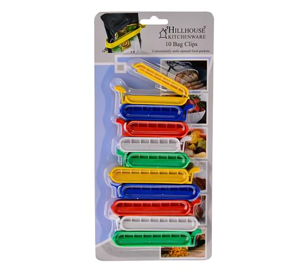 Bulk Pack 8 X Bag Clips Card 10, Assorted Sizes