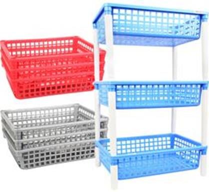 Bulk Pack 2 X Vegetable-Rack Plastic Rectangle 3-Tier