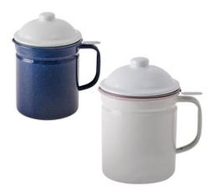 Bulk Pack 2 X Oil Pot Enamel 12cm with Strainer