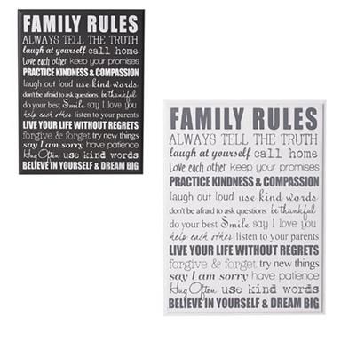 Bulk Pack 2 X Plaque Wooden Sign 28 x 22cm Family Rules