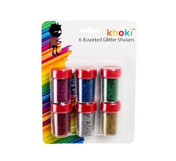 Bulk Pack 6 X Glitter Shakers - Assorted Colours Pack of 6