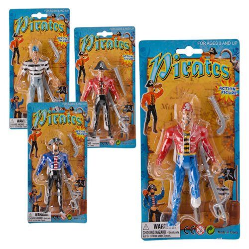 Bulk Pack 6 X Pirate Figurine 14 cm. Assorted Designs