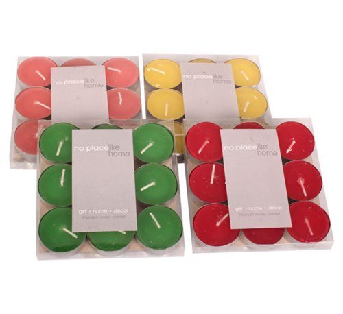 Bulk Pack 8 X Scented 3.5cm Tea-Lite Candles - Box of 9 Assorted Colours