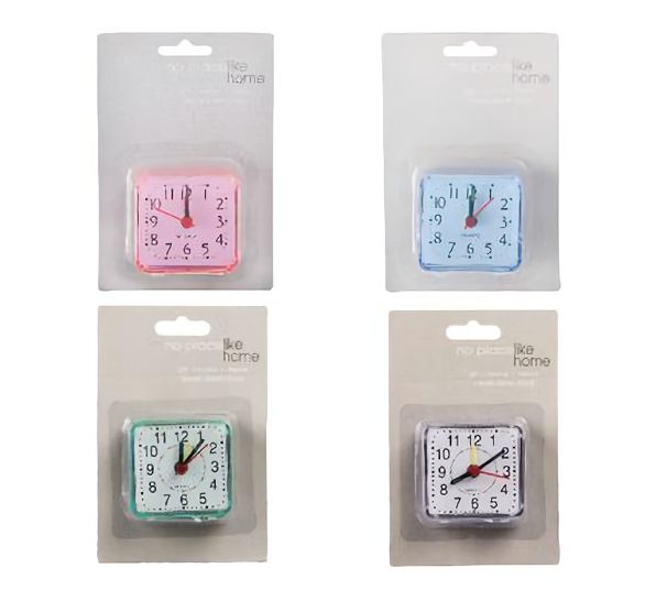 Bulk Pack 8 X Quartz Travel Alarm Clock Assorted Colours