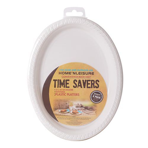 Bulk Pack 6 X Disposable Plastic Platters - 300x230mm Pack of 8