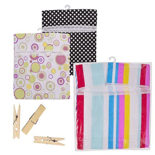 Bulk Pack 8 X Cloths Peg Bag - 29x29cm Assorted Designs
