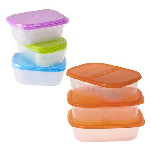 Bulk Pack 6 X Plastic Containers - Set of 3 16x11x6cm