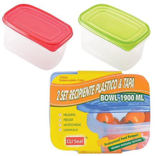 Bulk Pack 6 X Plastic Container Set - 1.9 Litre 2 Piece Set