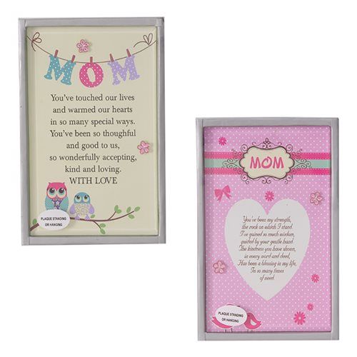 Bulk Pack 6 X Glass Mom Plaque - 15x10cm Assorted Designs