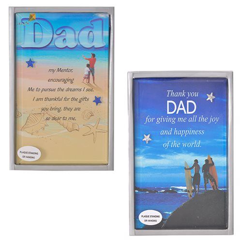 Bulk Pack 6 X Glass Dad Plaque - 15x10cm Assorted Designs