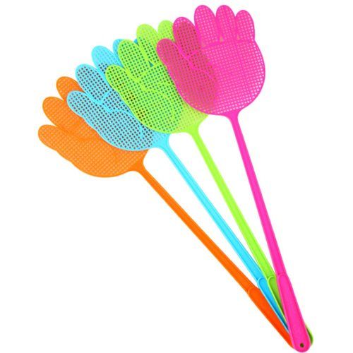 Bulk Pack 6 X Hand Shape Plastic Fly Swatter - Set of 4 Assorted Colours
