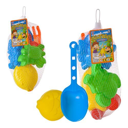 Bulk Pack 6 X Plastic Beach Play Set - 6 Piece Set Assorted Colours